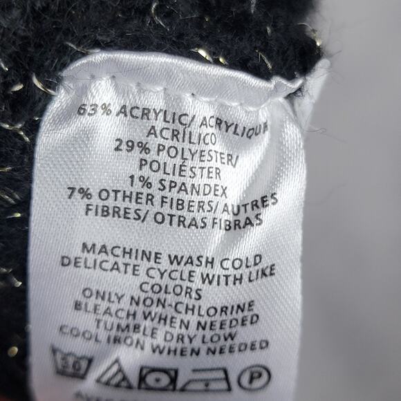 Ann Taylor XL Knit Pull On Midi Skirt Black Gold Metallic Party Holiday Office - Picture 5 of 8